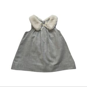 Gap, faux fur collar, grey dress.